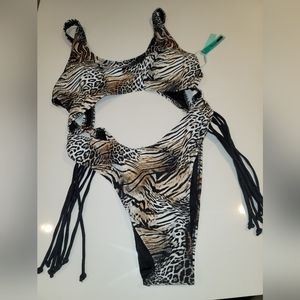 One piece animal print swimwear